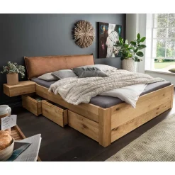 Wildeiche Bettanlage mit Stauraum - Zennian (dreiteilig)