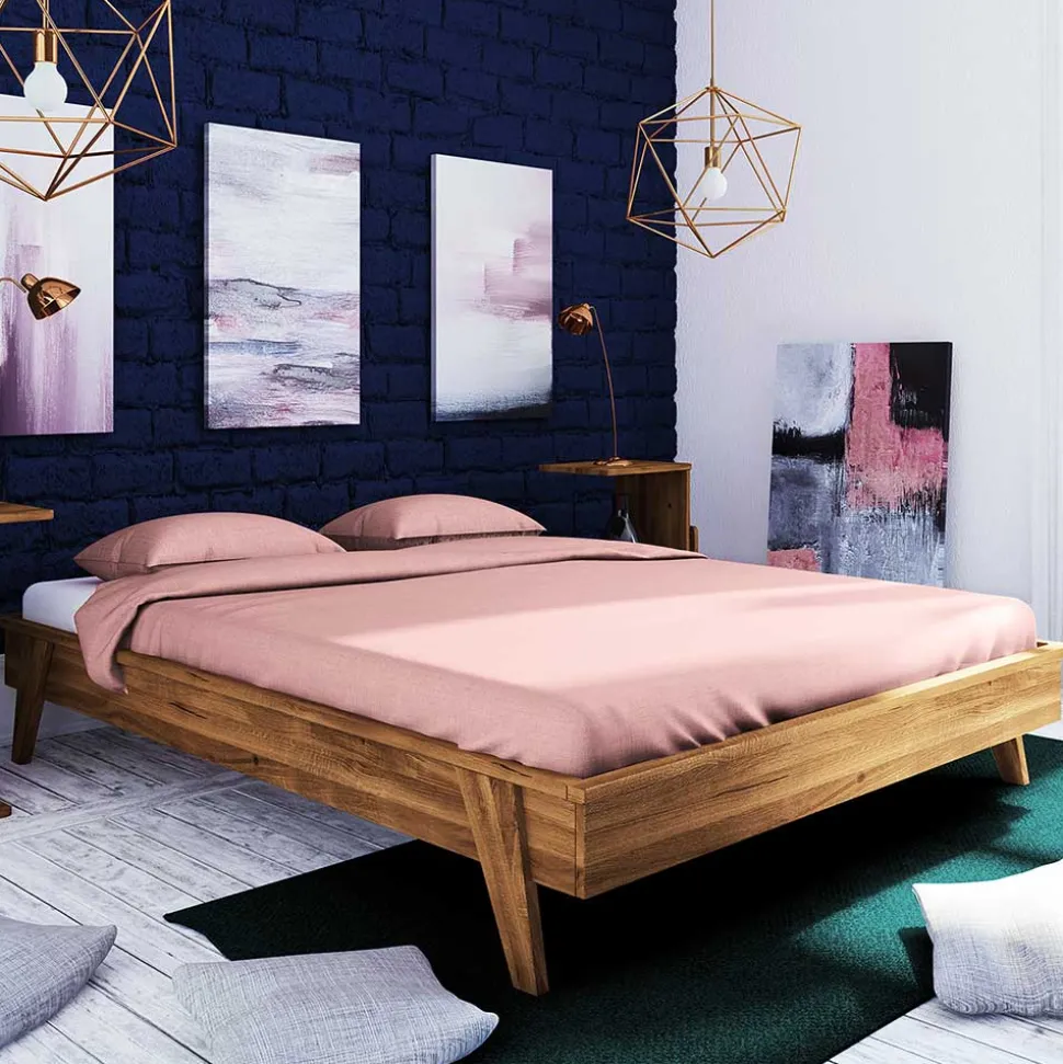 Wildeiche Bettgestell ohne Kopfteil in 210 cm - Hardus