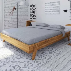 Wildeiche Bettgestell ohne Kopfteil in 210 cm - Hardus