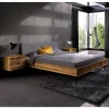 Wildeiche Designerbett mit Polsterkopfteil - Casarius