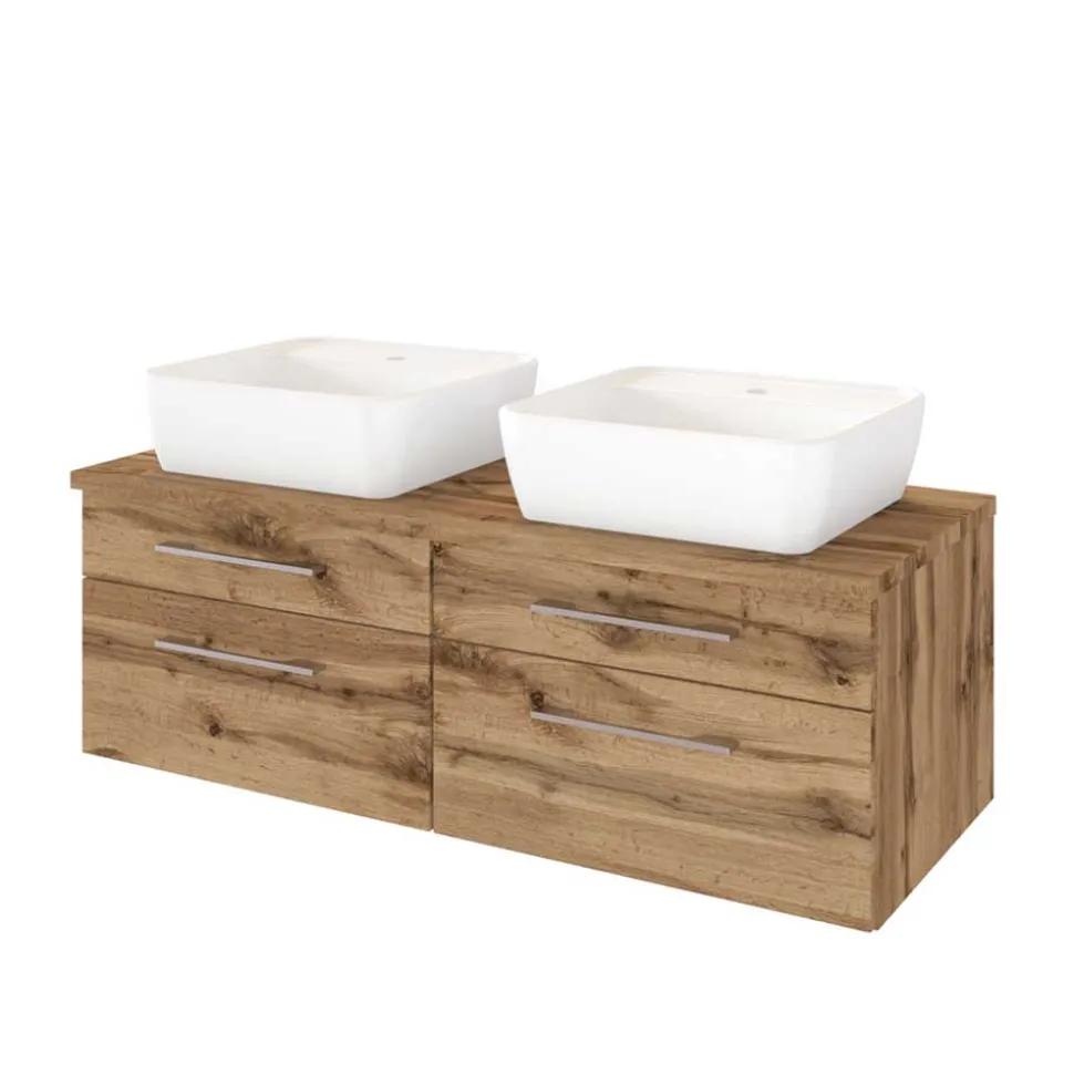 Wildeiche Doppelwaschtisch komplett - Userina II