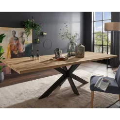 Wildeiche Esszimmer Esstisch mit Spider Gestell - Ostrico