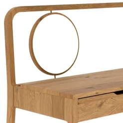 Wildeiche Frisiertisch mit rundem Spiegel - Laida