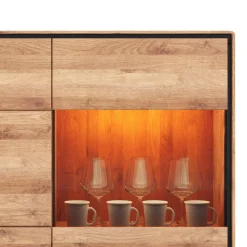 Wildeiche Highboard mit Glas Einsatz - Shipper
