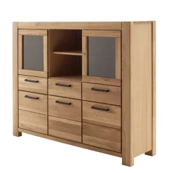 Wildeiche Highboard Vitrine teilmassiv - Sophia