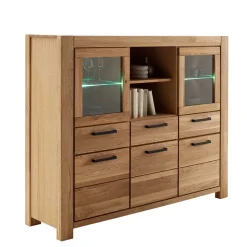 Wildeiche Highboard Vitrine teilmassiv - Sophia