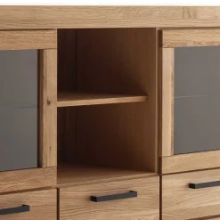 Wildeiche Highboard Vitrine teilmassiv - Sophia