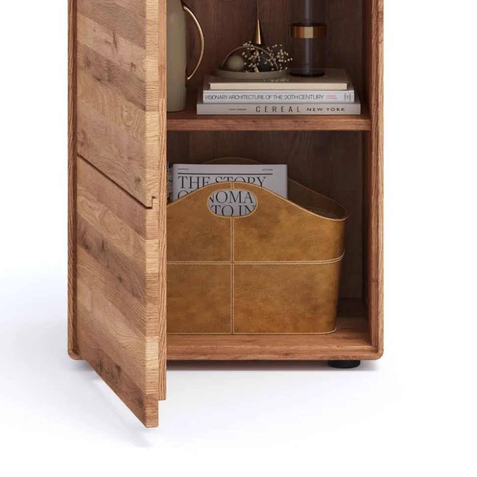 Wildeiche Hochkommode mit Tür und Schublade - Holiday