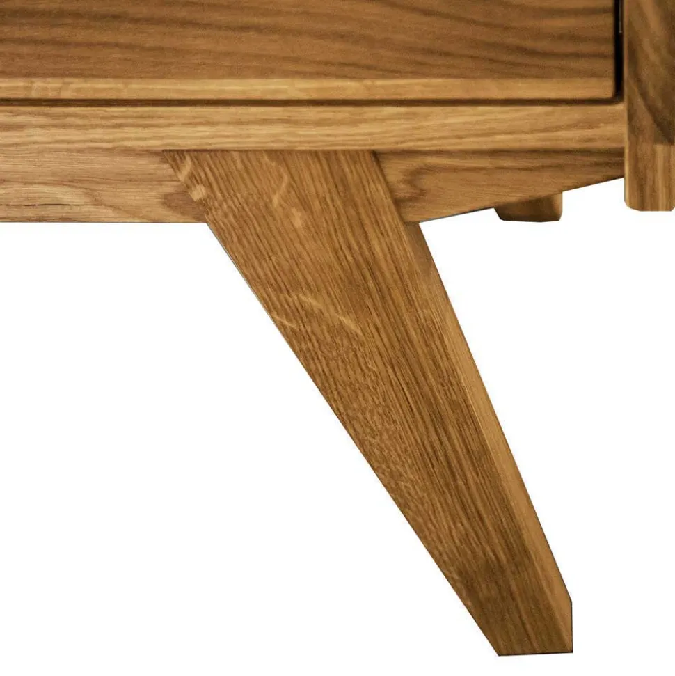 Wildeiche Holz Bett mit Überlänge 220 cm - Hardus (dreiteilig)