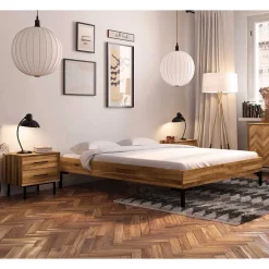 Wildeiche Holzbett für Dachzimmer - Kerfa