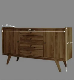 Wildeiche Holz-Sideboard 160 cm breit - Hardus