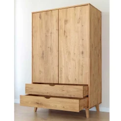 Wildeiche Kombi-Kleiderschrank massiv - Fabijola