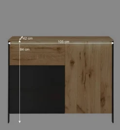 Wildeiche Kombi-Kommode mit LED Beleuchtung - Viligrana