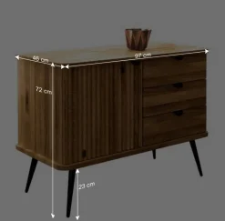 Wildeiche Kommode mit drei Schubladen & Tür - Casarius