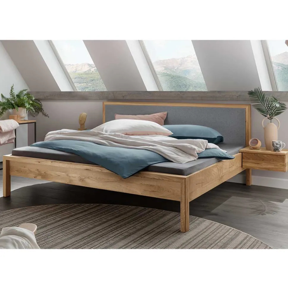 Wildeiche Massivholzbett modern - Martinez