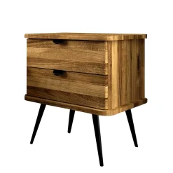 Wildeiche Nachtkommode mit hohen Stahlbeinen - Casarius