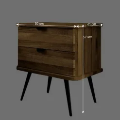 Wildeiche Nachtkommode mit hohen Stahlbeinen - Casarius