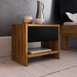 Wildeiche Nachtkonsole mit einer Schublade - Olbysca