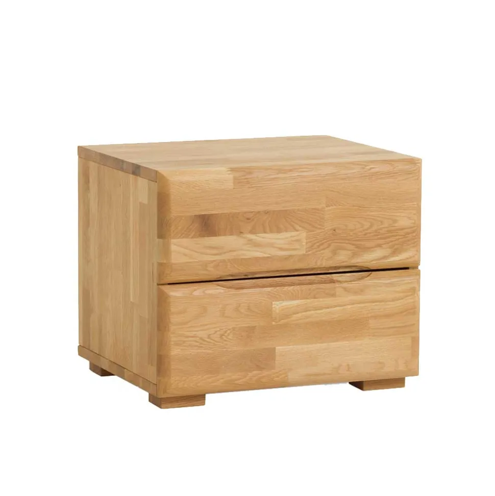 Wildeiche Nachtschrank Spika mit zwei Schubladen