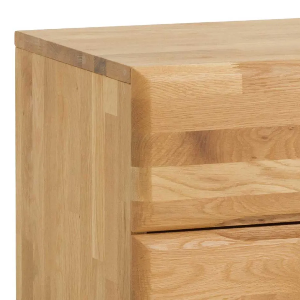 Wildeiche Nachtschrank Spika mit zwei Schubladen