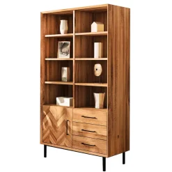 Wildeiche Regal mit Tür & drei Schubladen - Kerfa