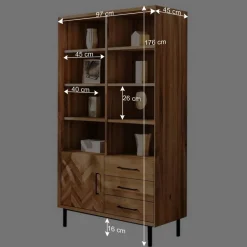 Wildeiche Regal mit Tür & drei Schubladen - Kerfa