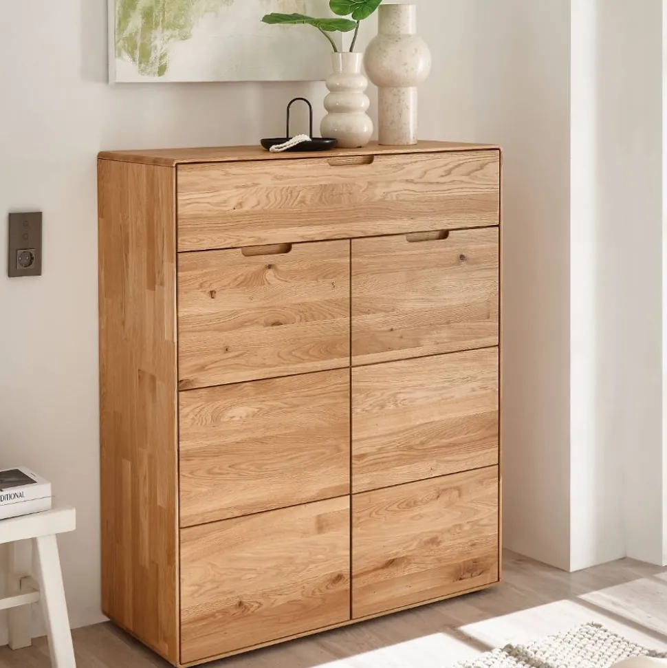 Wildeiche Schuhschrank mit einer Schublade - Darcona