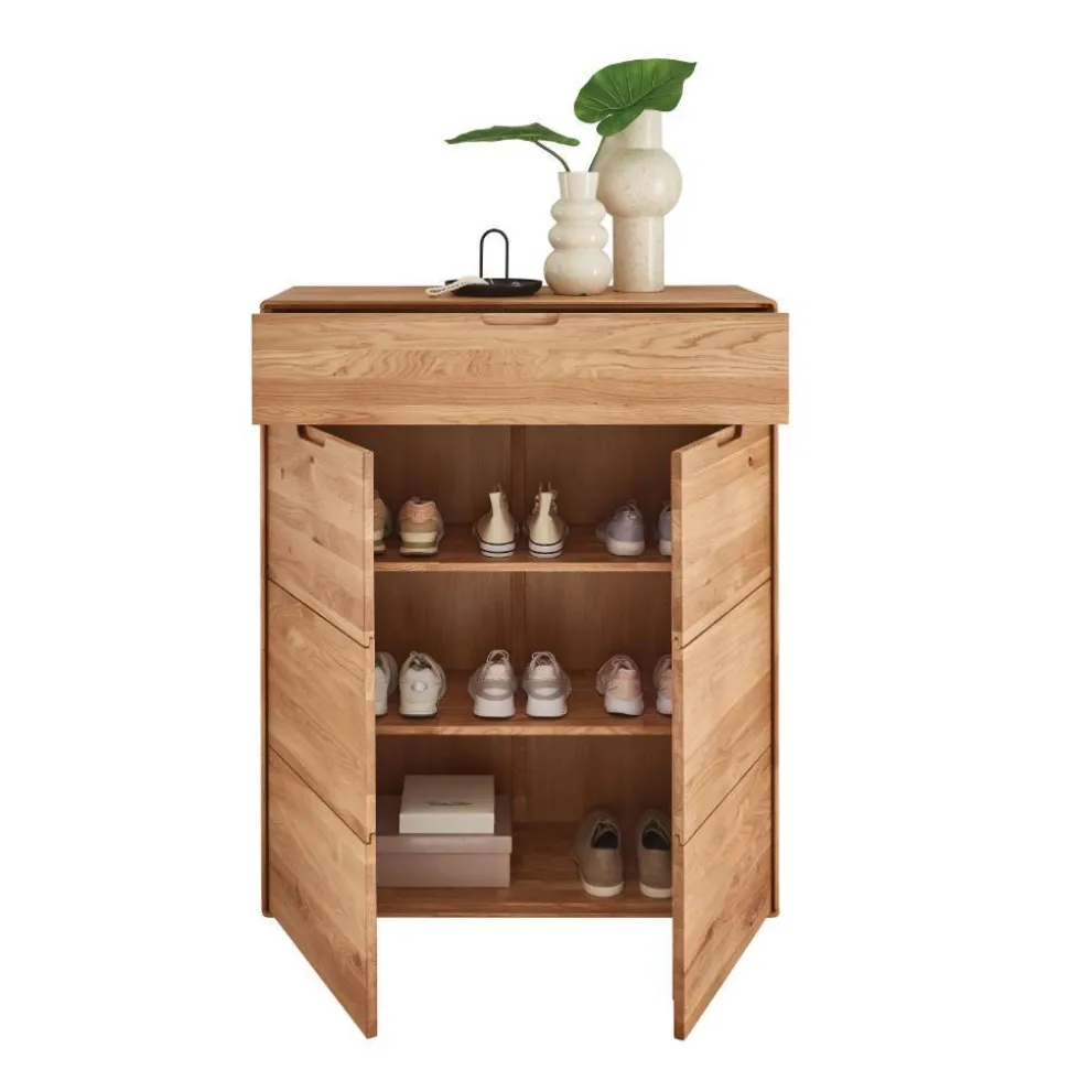 Wildeiche Schuhschrank mit einer Schublade - Darcona