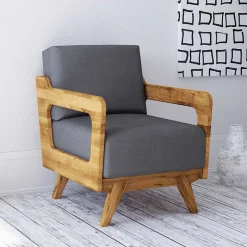 Wildeiche Sessel mit Stoffpolsterung - Hardus