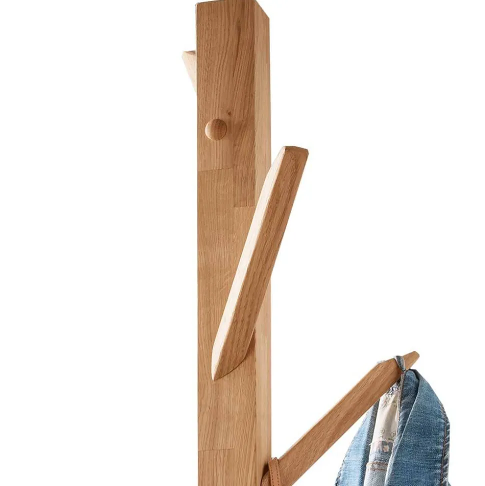 Wildeiche Standgarderobe mit fünf Haken - Emangov