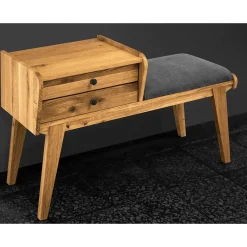 Wildeiche Telefonbank Flurbank mit Schubladen - Hardus