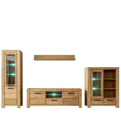 Wildeiche TV Anbauwand teilmassiv - Sophia (vierteilig)