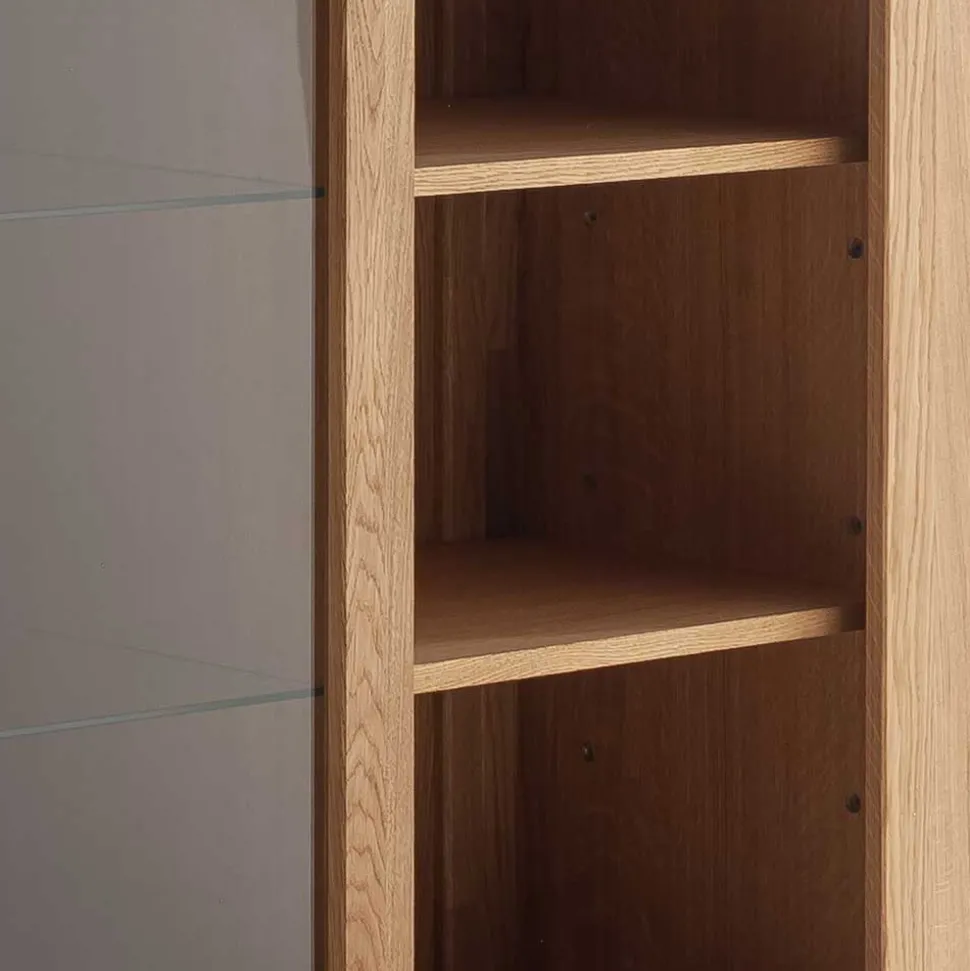 Wildeiche TV Anbauwand teilmassiv - Sophia (vierteilig)