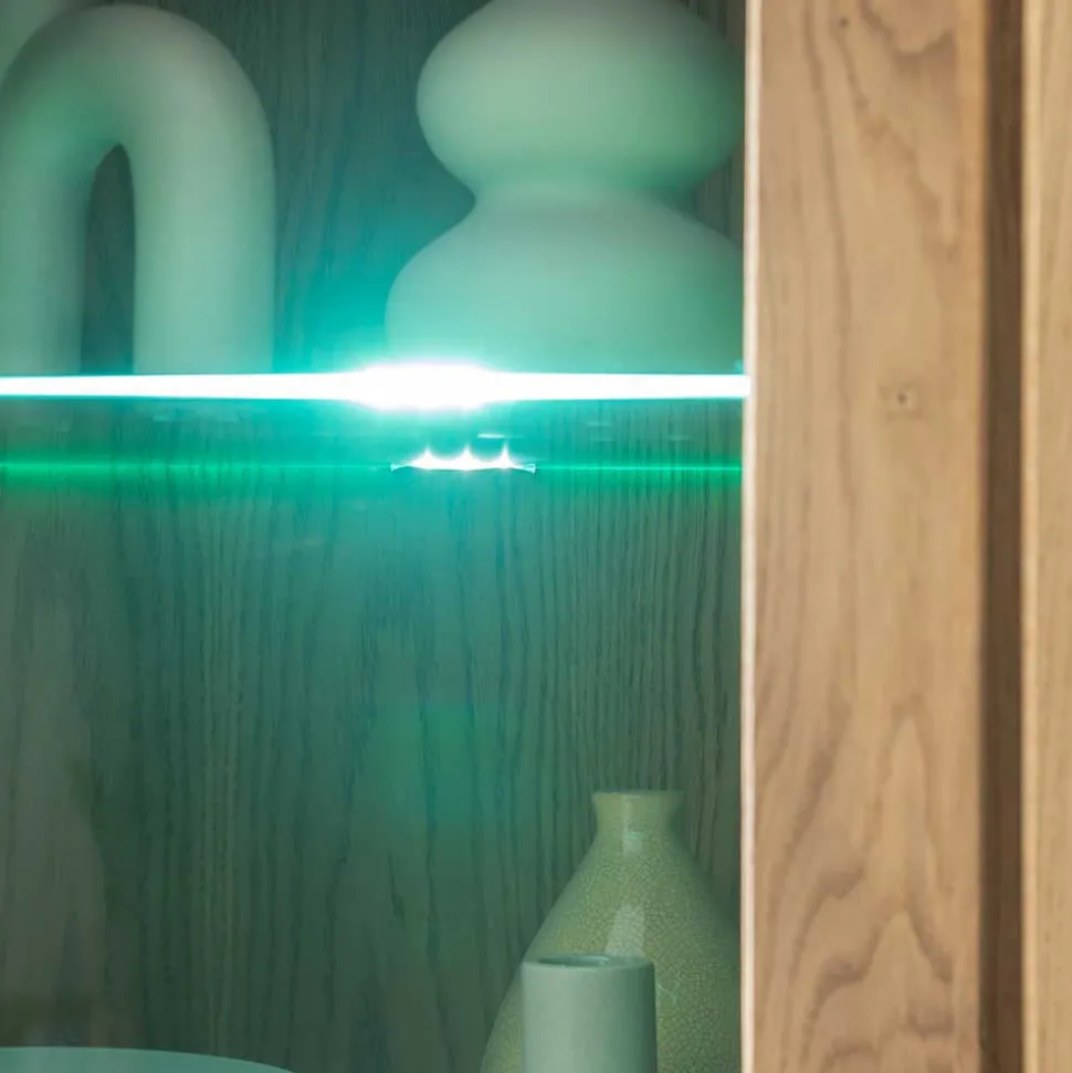 Wildeiche TV Anbauwand teilmassiv - Sophia (vierteilig)