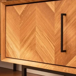 Wildeiche TV Lowboard mit Fischgrät Design - Kerfa