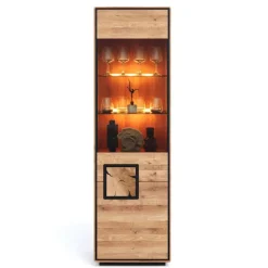 Wildeiche Vitrine in Natur mit Schwarz - Shipper