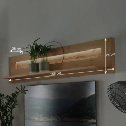 Wildeiche Wandboard geölt - 156 cm breit - Obinson