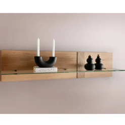 Wildeiche Wandboard mit Glas-Ablage - Barrios