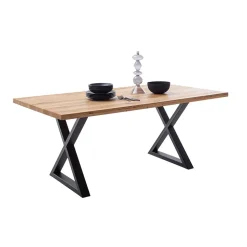 Wildeichetisch mit zwei X-Beinen - Soreca