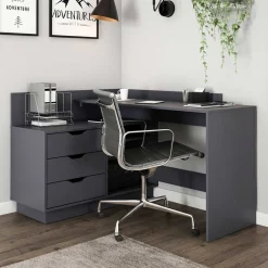 Winkelschreibtisch in Anthrazit - Korfu