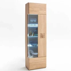 Wohnkombination in Eiche Bianco teilmassiv Pontros optional mit LED (vierteilig)