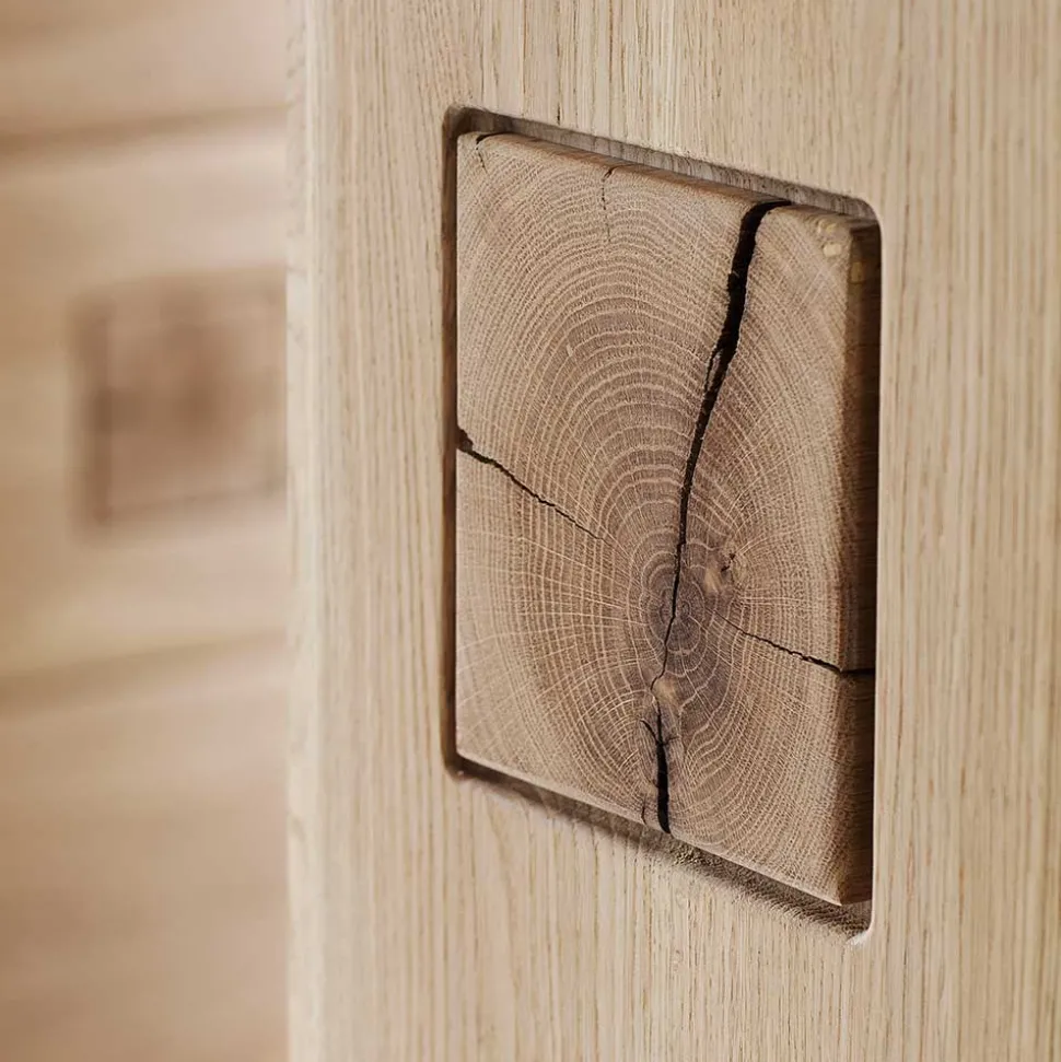 Wohnkombination in Eiche Bianco teilmassiv Pontros optional mit LED (vierteilig)