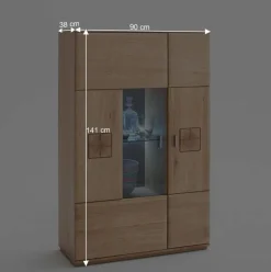 Wohnkombination in Eiche Bianco teilmassiv Pontros optional mit LED (vierteilig)