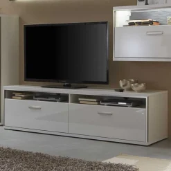 Wohnkombination Tacroma in Hochglanz Weiß (vierteilig)