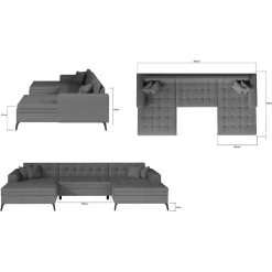 Wohnlandschaft in Taupe mit Bettfunktion - Anzarote