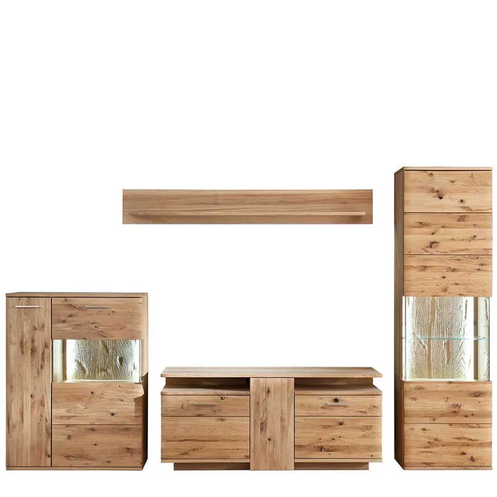 Wohnmöbel Set in Eiche Bianco - Crokas (vierteilig)