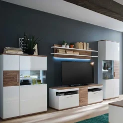 Wohnmöbel Set in Weiß Hochglanz - Icadro (vierteilig)