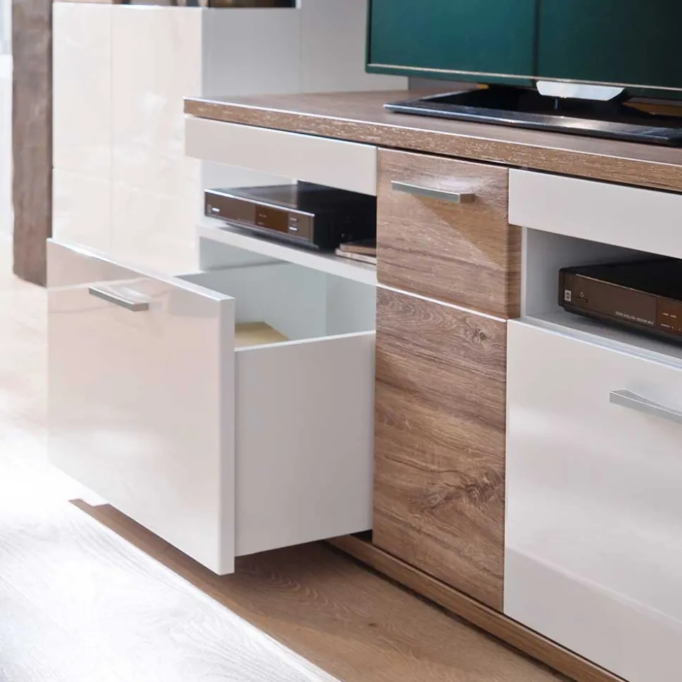 Wohnmöbel Set in Weiß Hochglanz - Icadro (vierteilig)