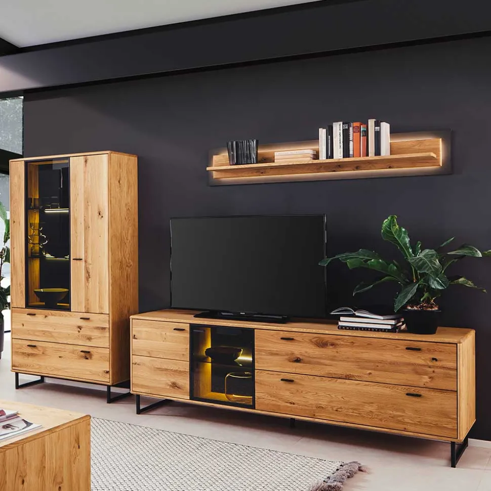 Wohnwand für Wohnzimmer Set - Flacona (dreiteilig)