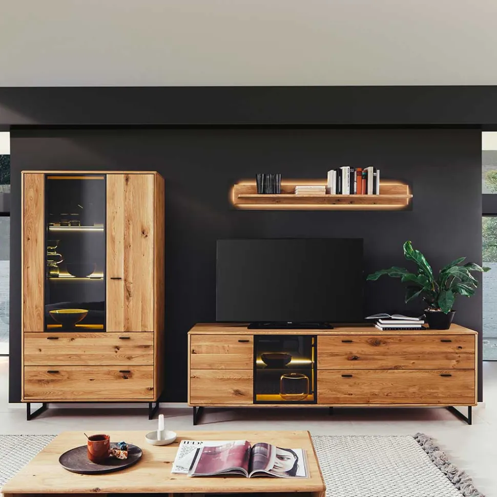 Wohnwand für Wohnzimmer Set - Flacona (dreiteilig)